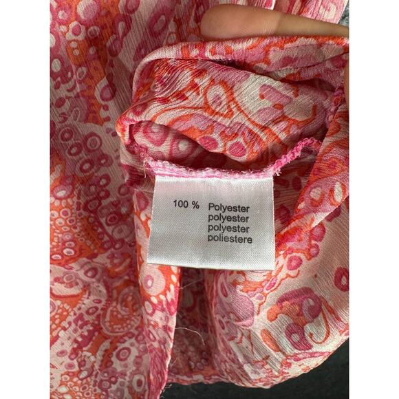 VTG TGM Top Women 18/20 Pink Semi Sheer Paisley Print Whimsical Fairy Boho Y2K - Picture 4 of 9